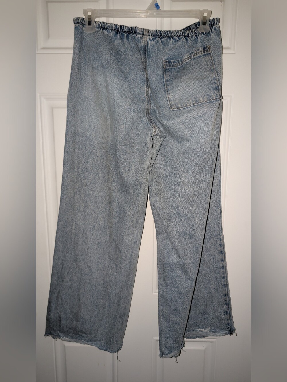 REWASH Denim Jeans Pull On Elastic Tie Top Baggy Wide Leg Size Small Blue EUC - Picture 3 of 8